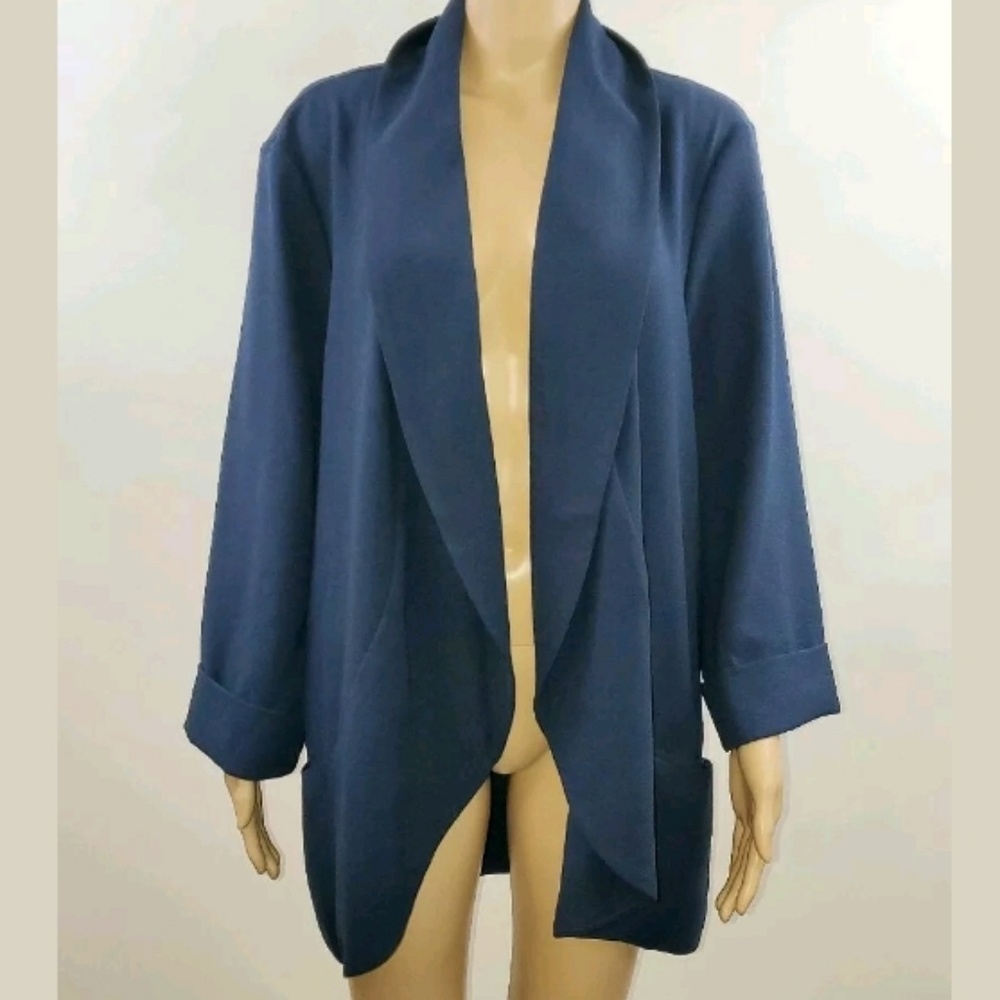 Time and tru women's blazer plus size xxl blue